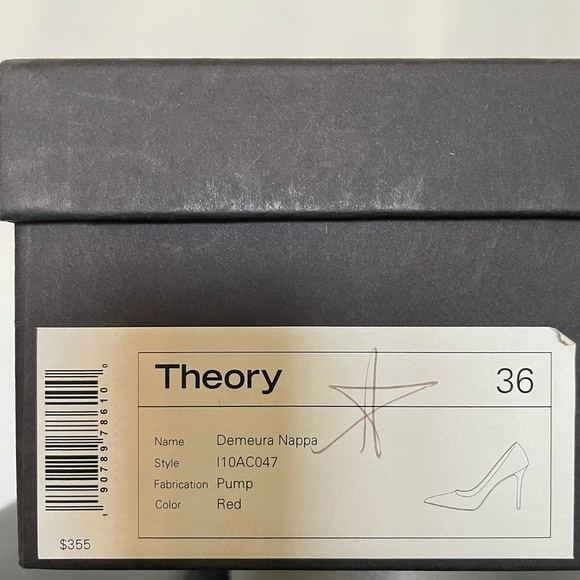 Theory Demeura Nappa Red Italian Lamb Leather Pointed Toe High Heel Pumps - Picture 16 of 16